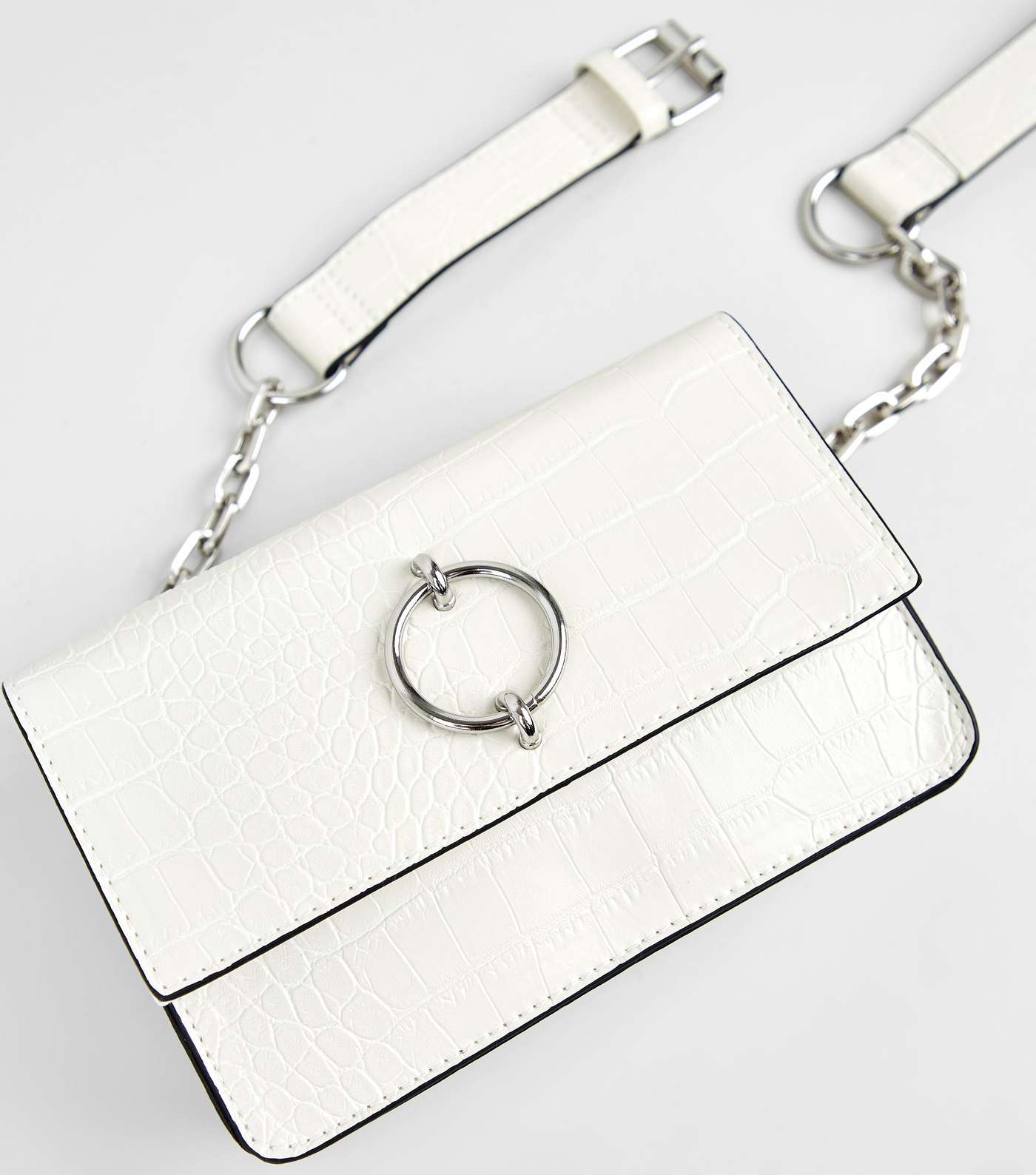 White Faux Croc Belt Bag Image 2
