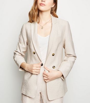 Stone double breasted top blazer