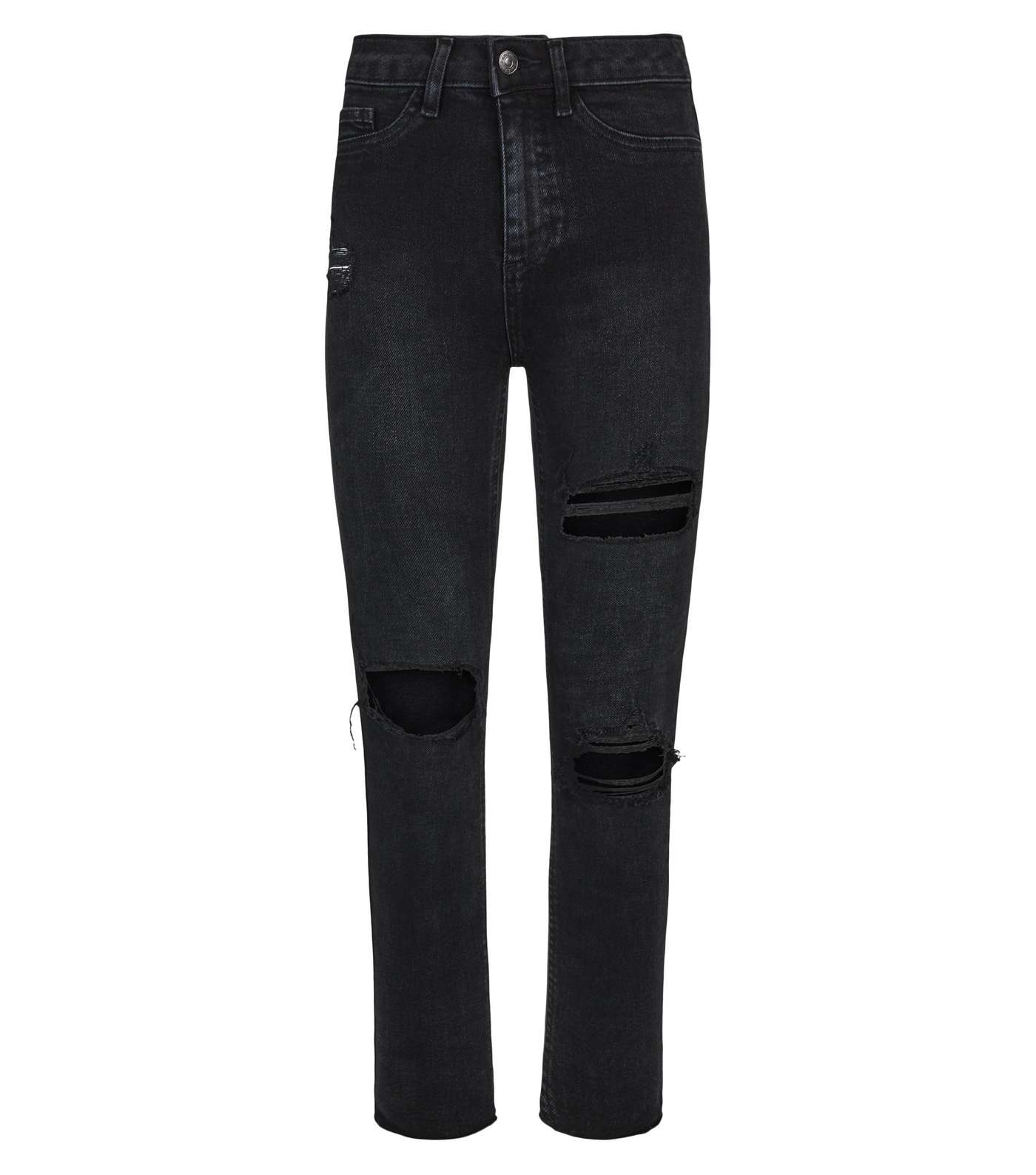 Black High Waist Ripped Hallie Super Skinny Jeans Image 4