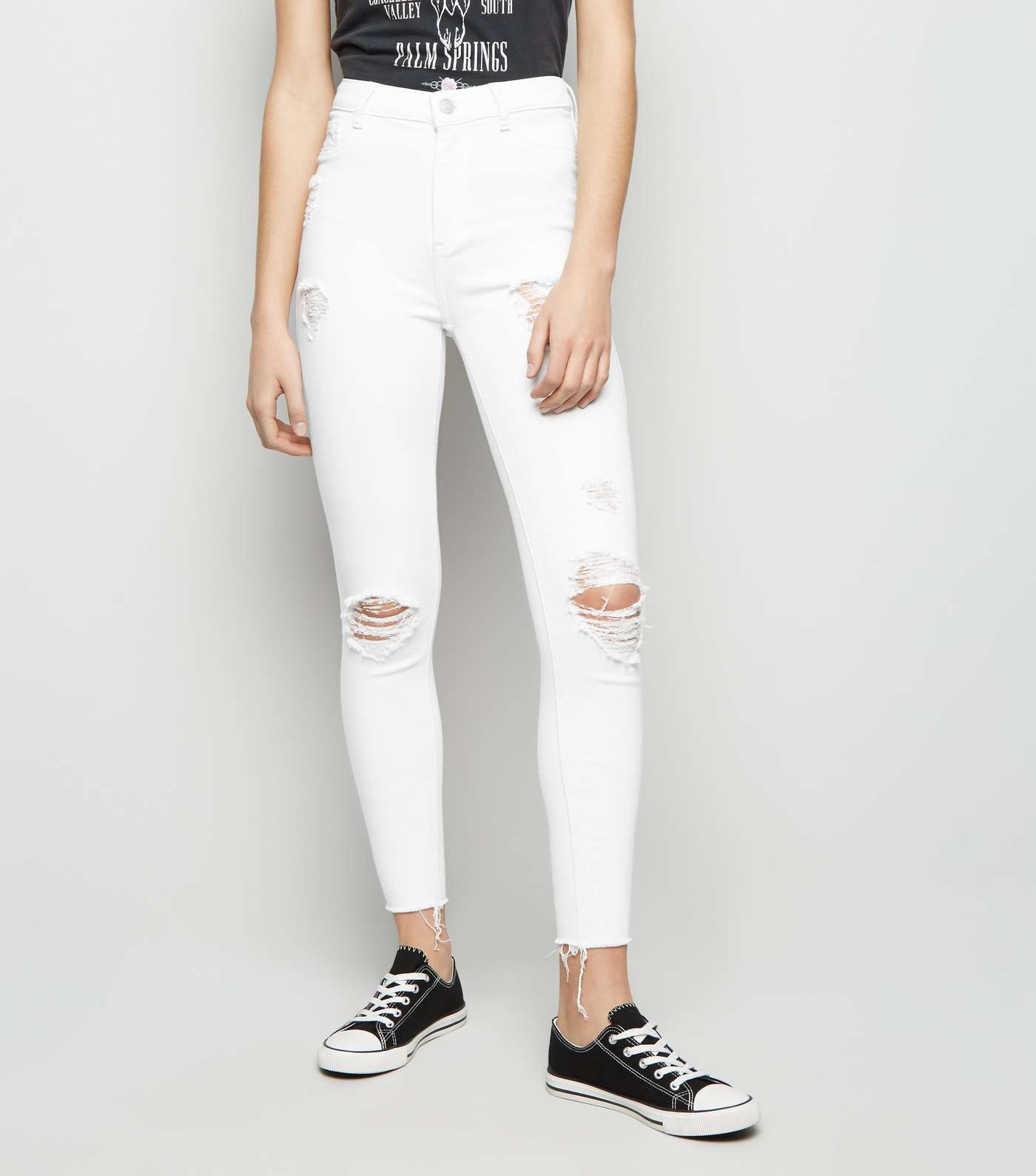 White Ripped Super Skinny Hallie Jeans Image 2