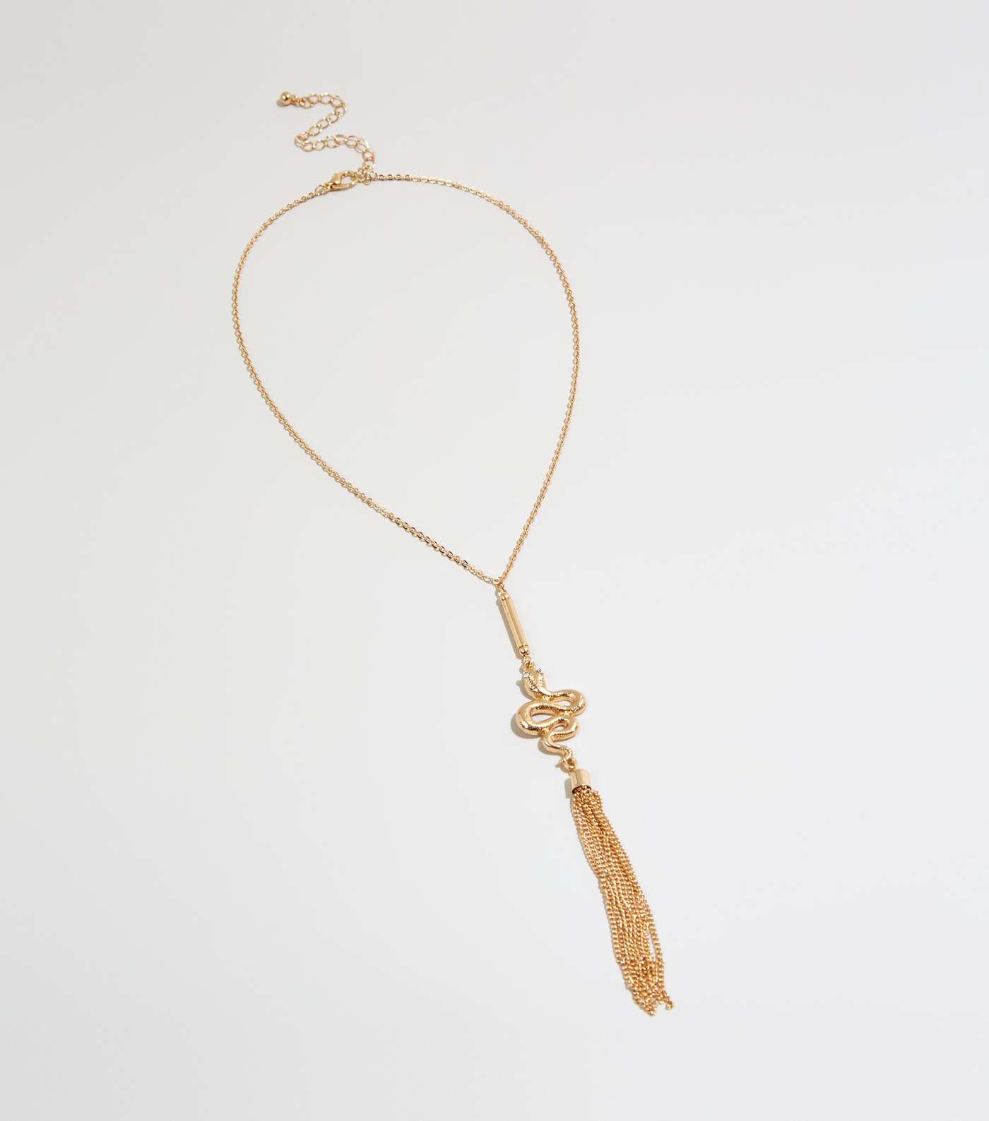 Gold Tassel Snake Pendant Necklace