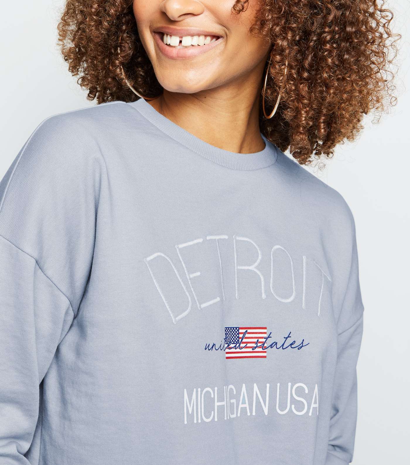 Pale Blue Detroit Slogan Sweatshirt Image 3