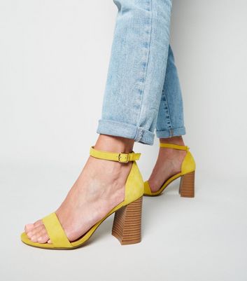 Yellow suede deals block heels