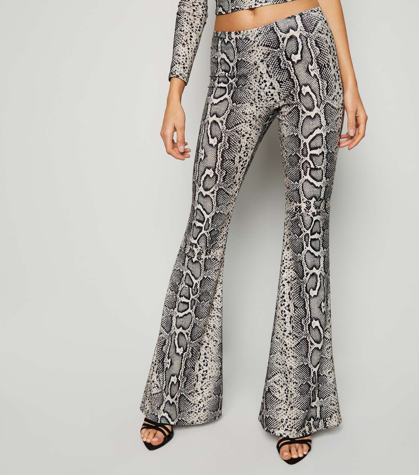 Brown Snake Print Glitter Flared Trousers  Image 2