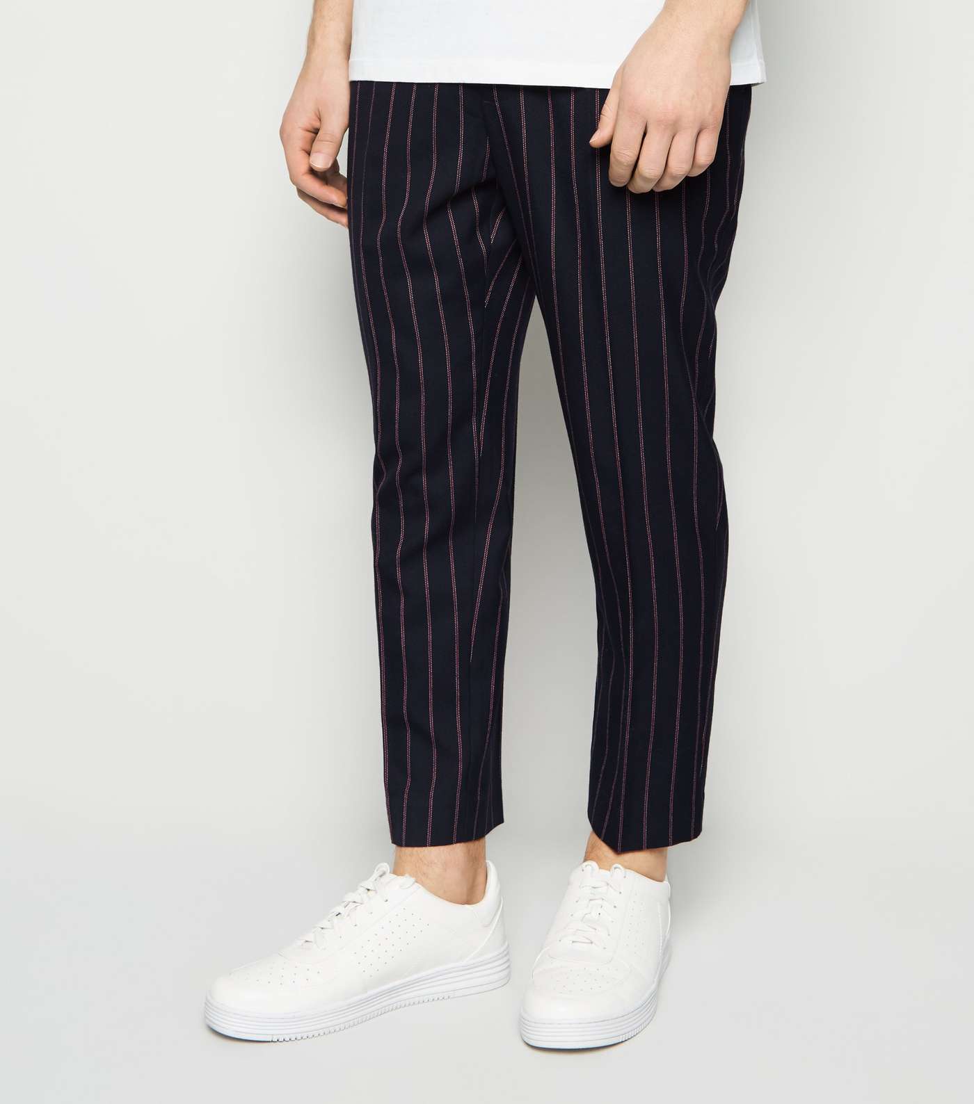 Navy Pinstripe Pull On Trousers