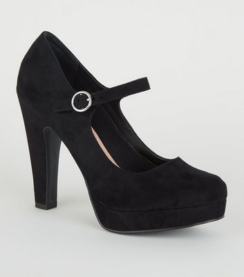 black mary jane court shoes