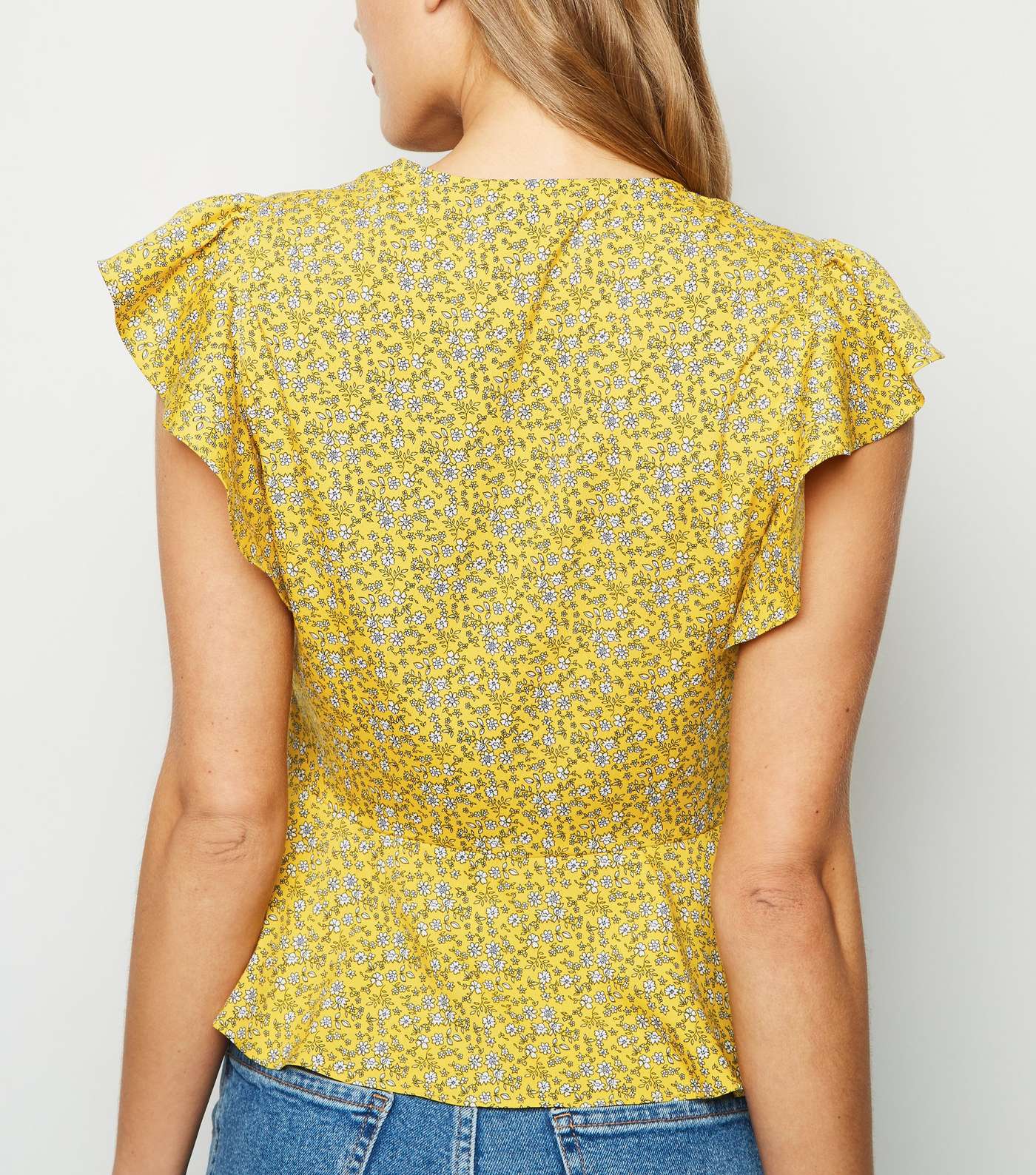 Mustard Floral Print Button Up Blouse Image 2
