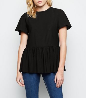 new look black peplum top