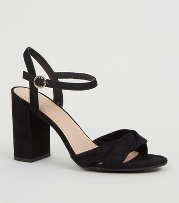 black strap heels wide
