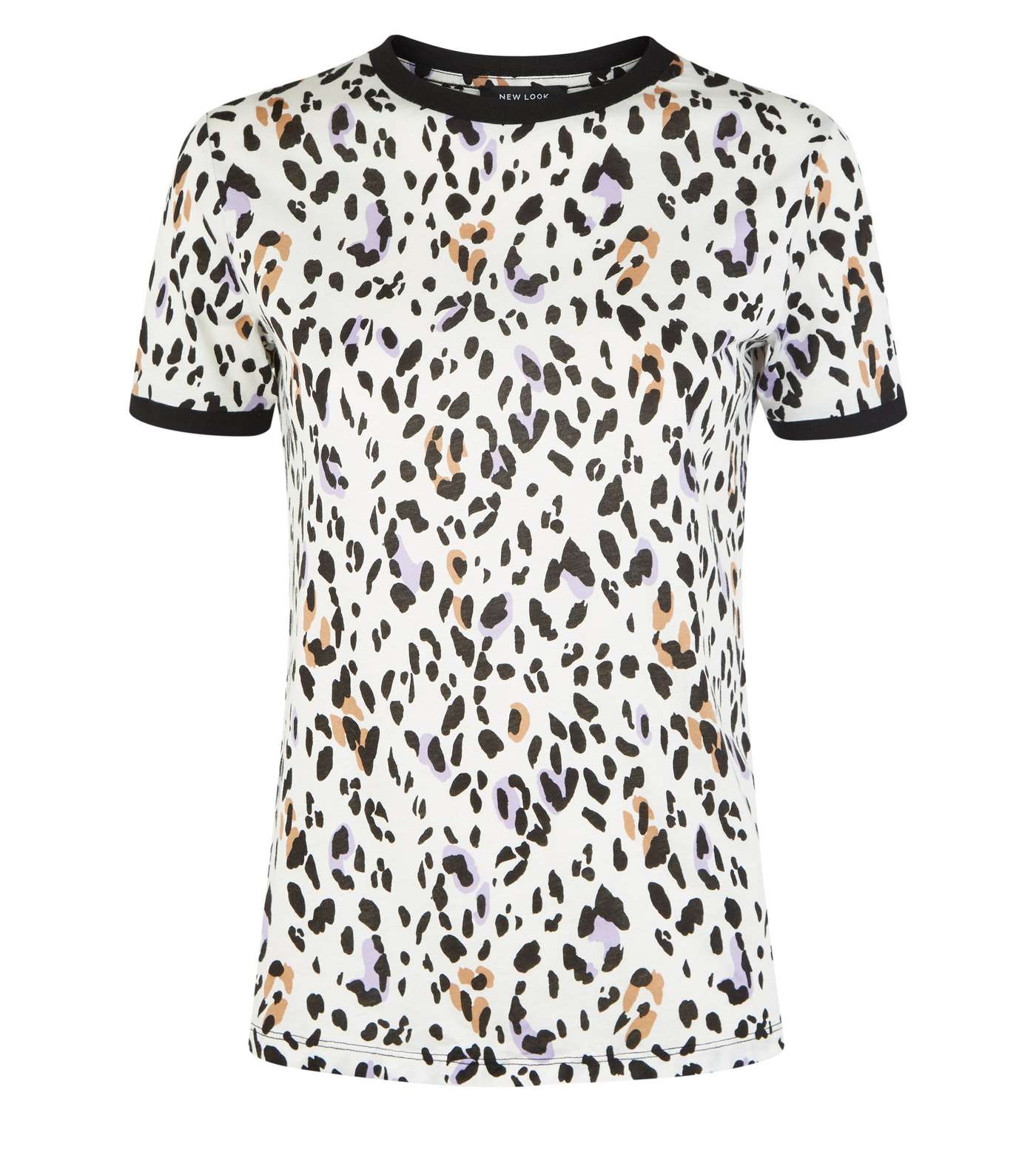 Petite White Leopard Print Ringer T-Shirt Image 4