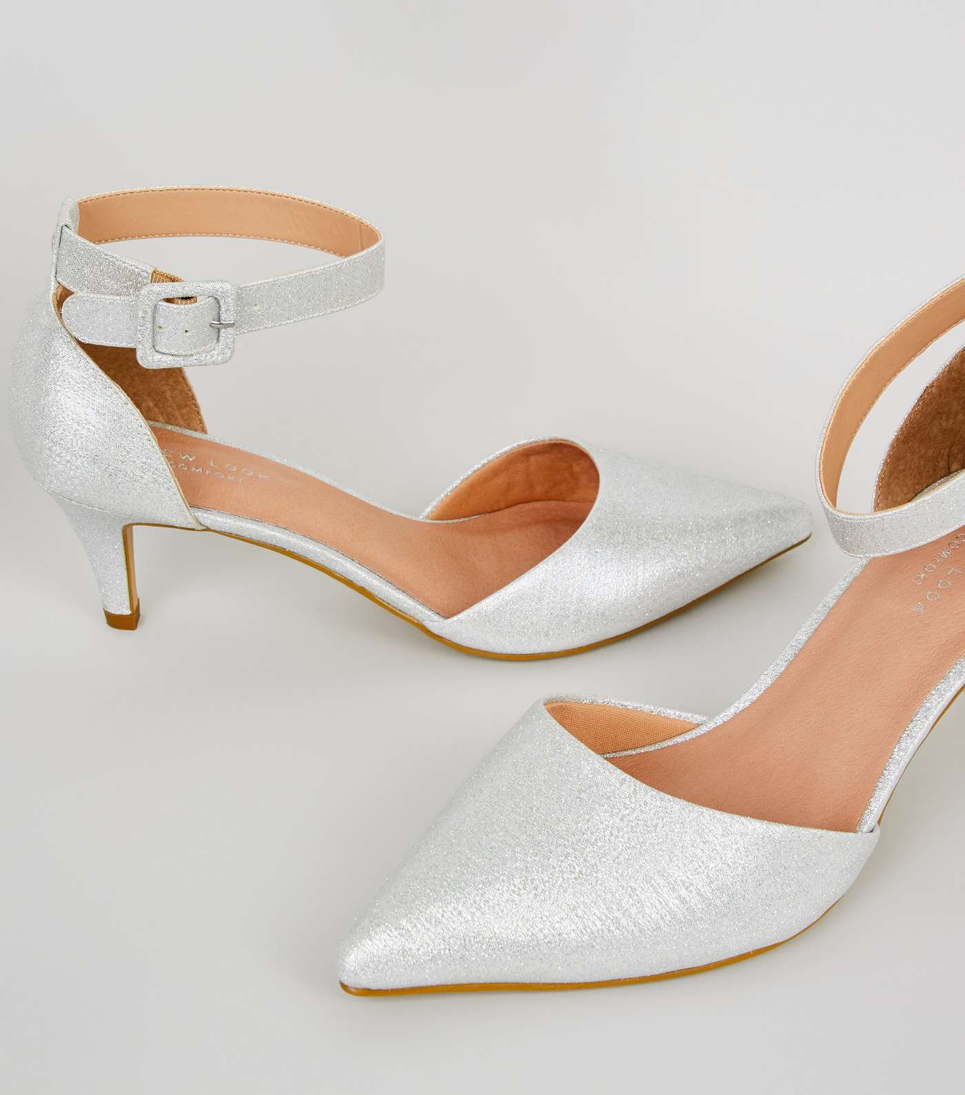 Silver Shimmer Comfort Flex Court Shoes Image 3