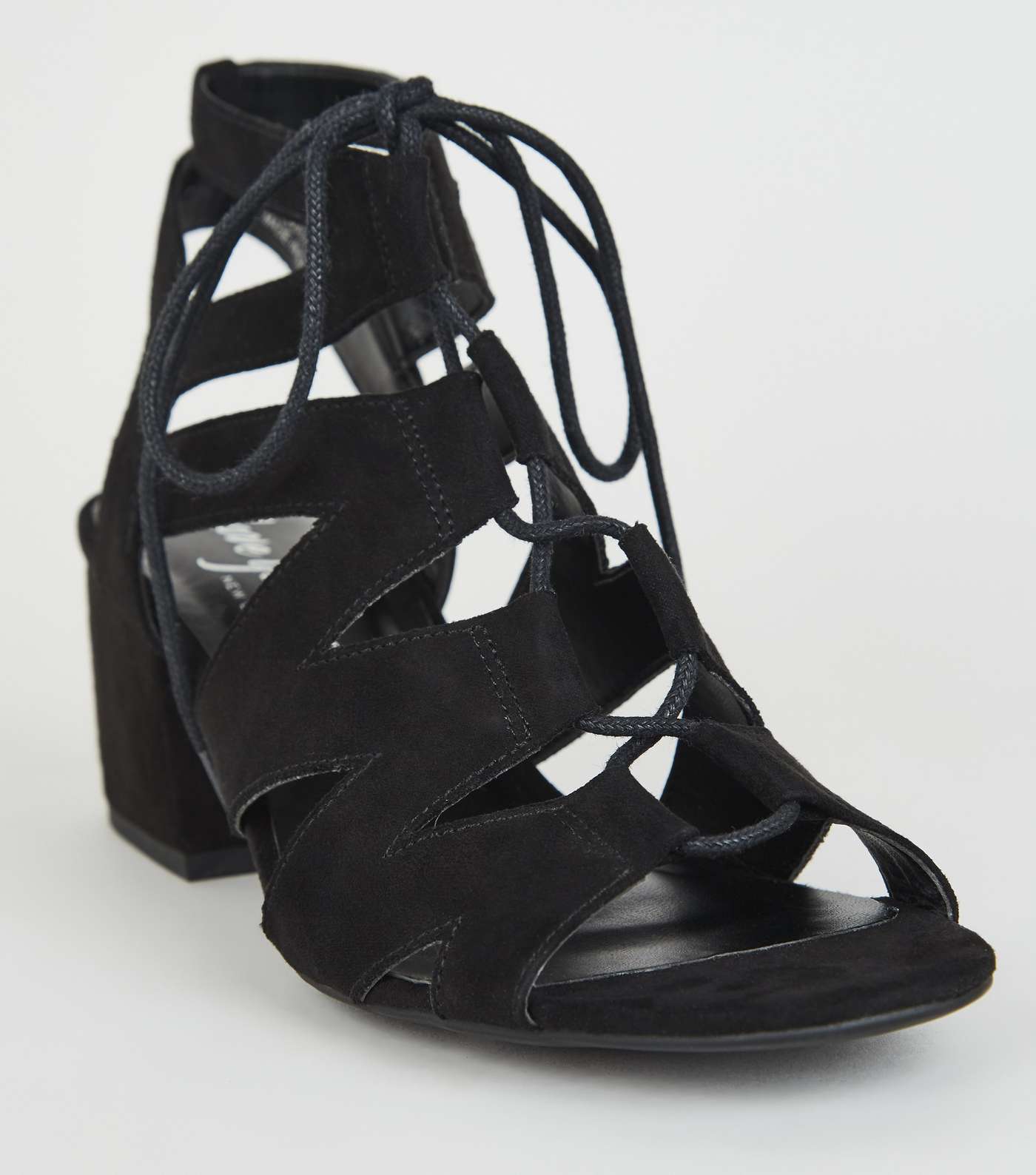 Black Suedette Lace Up Ghillie Sandals Image 4