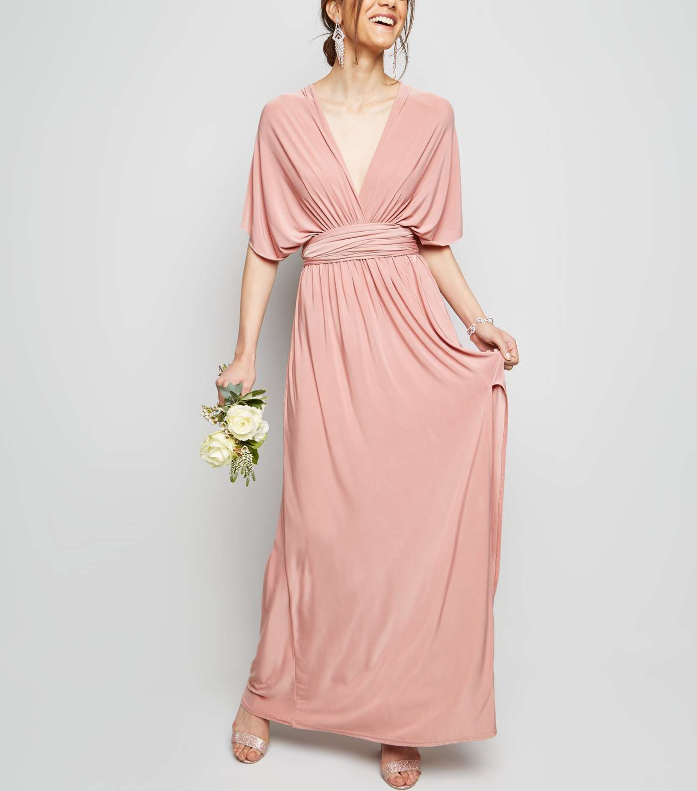 Pale Pink Multiway Side Split Maxi Dress