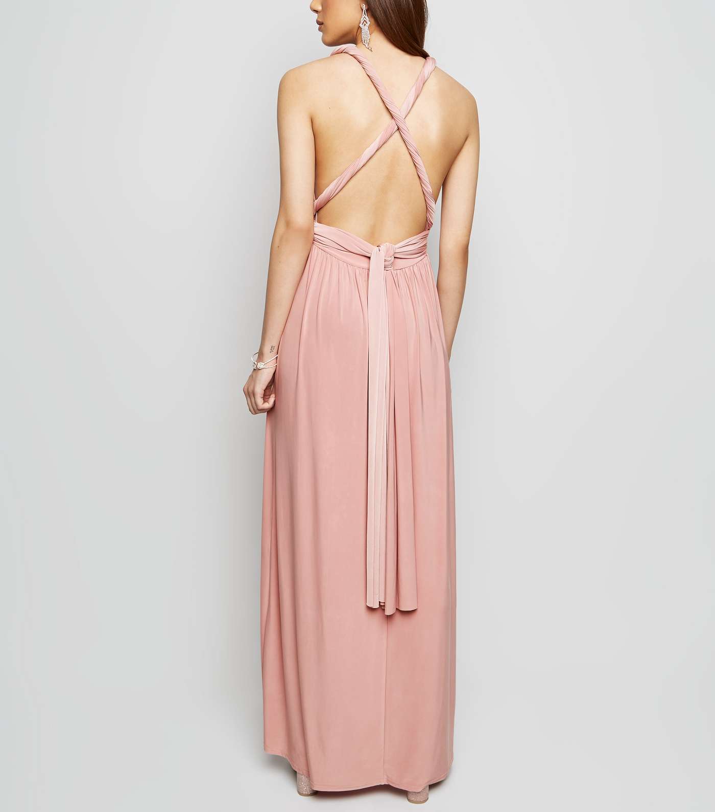 Pale Pink Multiway Side Split Maxi Dress Image 3