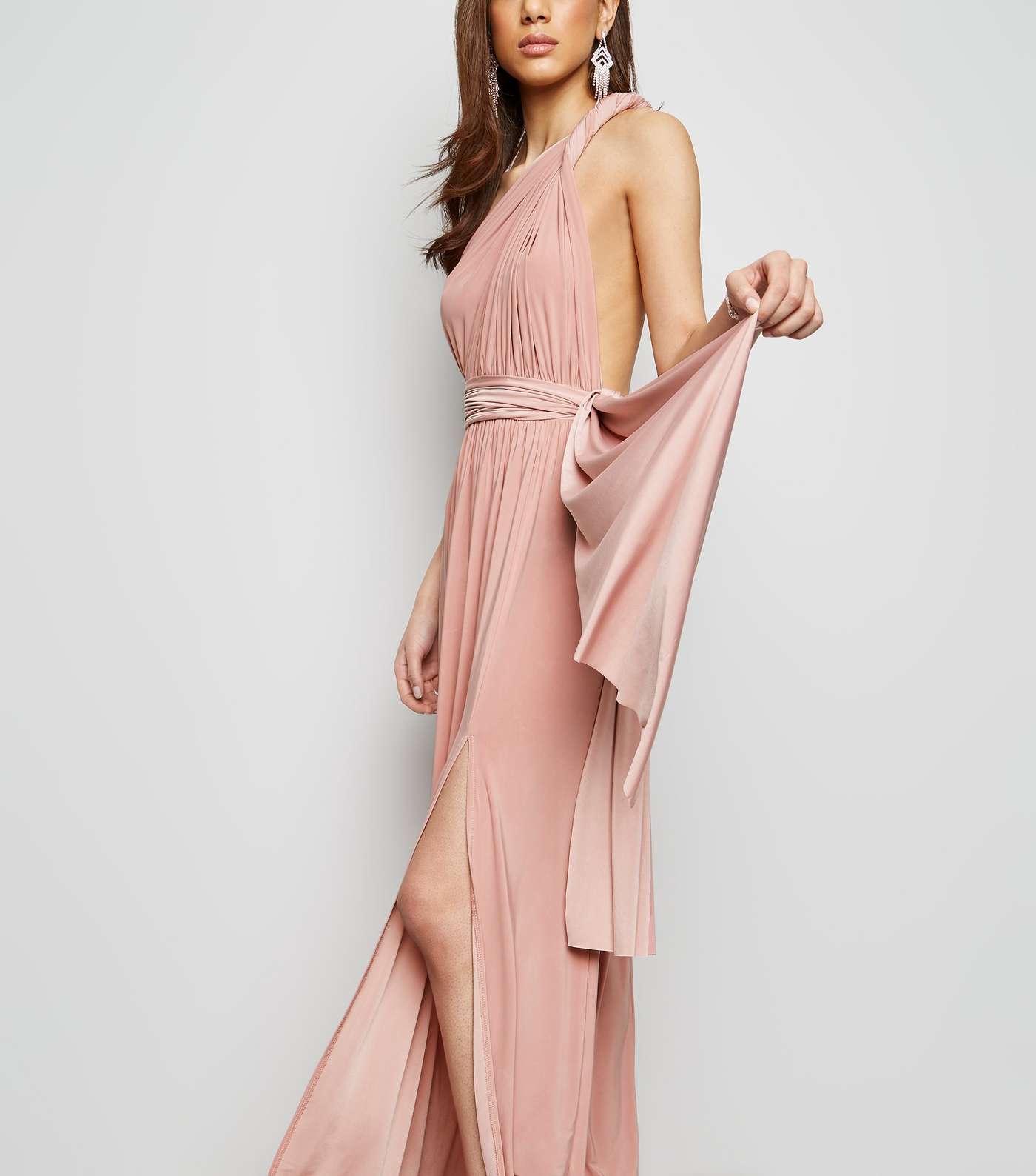 Pale Pink Multiway Side Split Maxi Dress Image 7