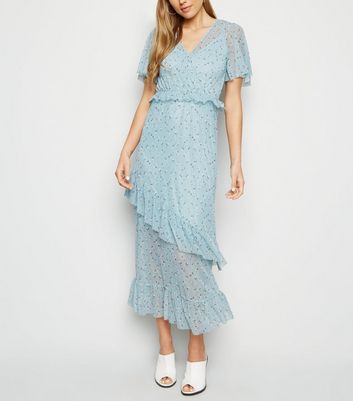 new look mesh midi dress in ditsy floral print