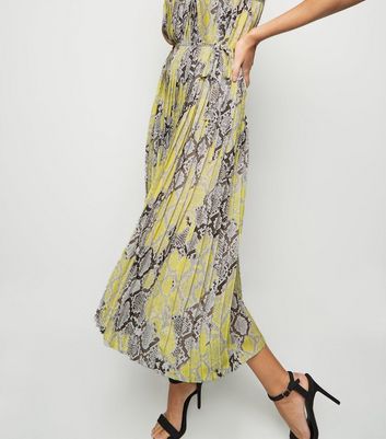 green snake print midi dress