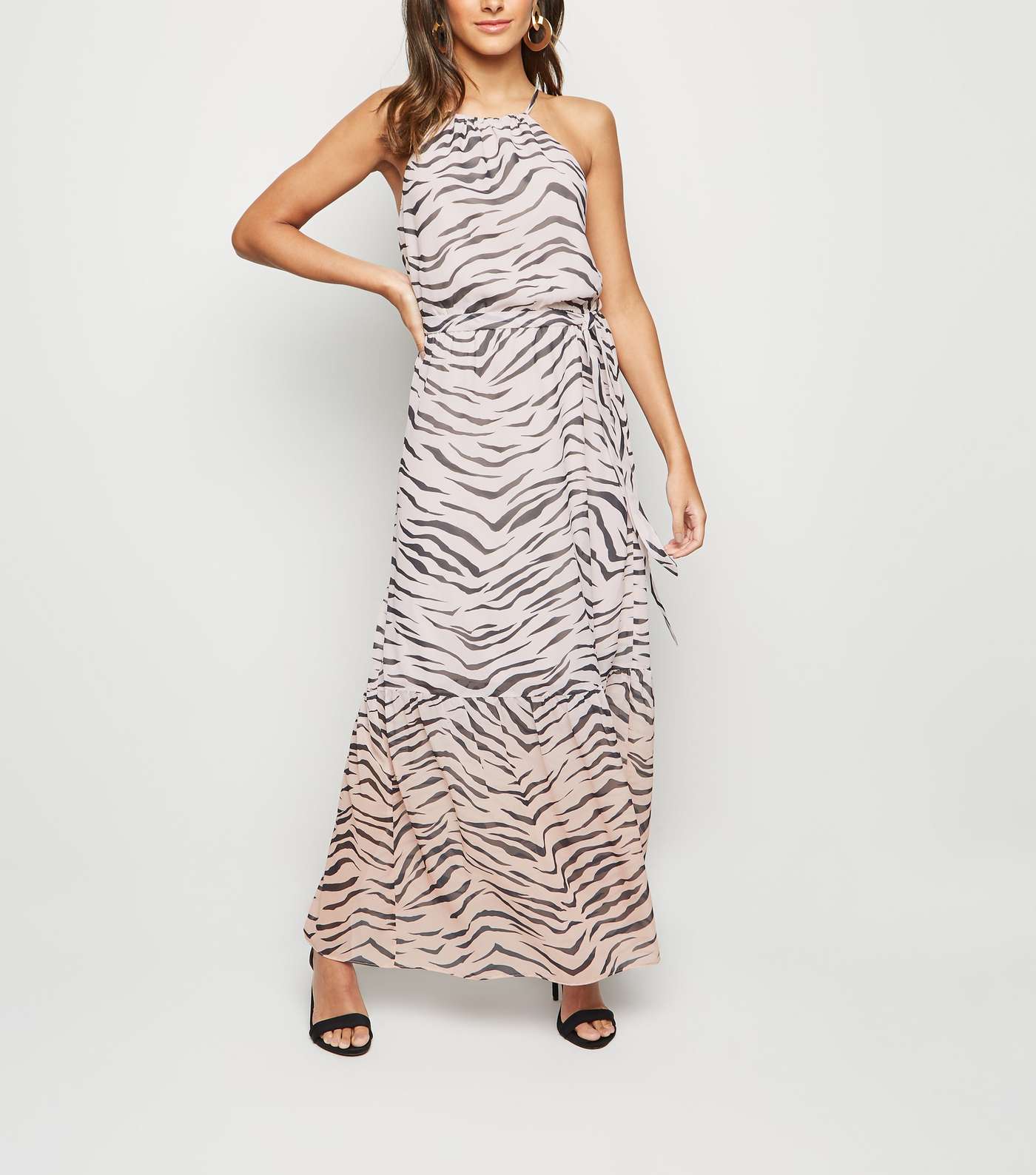Pink Ombré Tiger Print Tiered Maxi Dress 