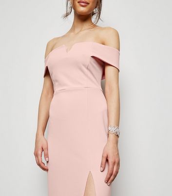 pale pink bardot dress