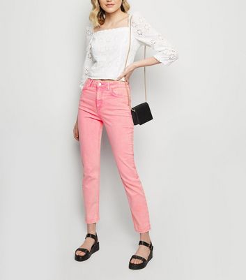 Tori – Rosa Mom Jeans mit Acid-Waschung | New Look