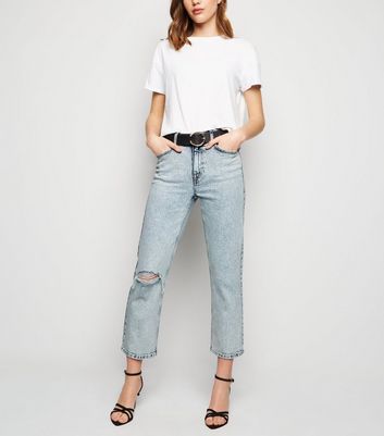 acid wash straight leg jeans