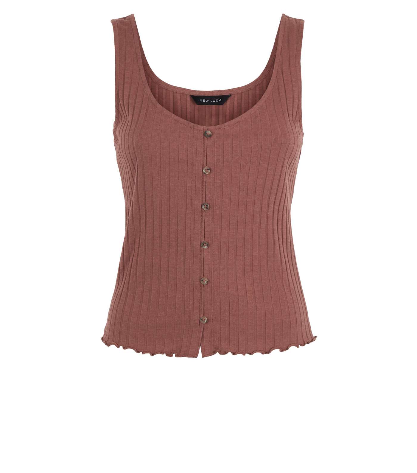 Rust Ribbed Button Front Vest Image 4