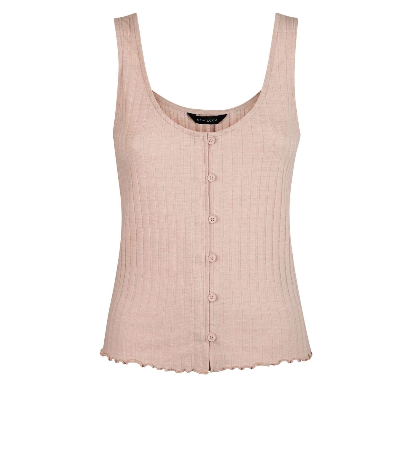 Pink Ribbed Button Front Vest Image 4