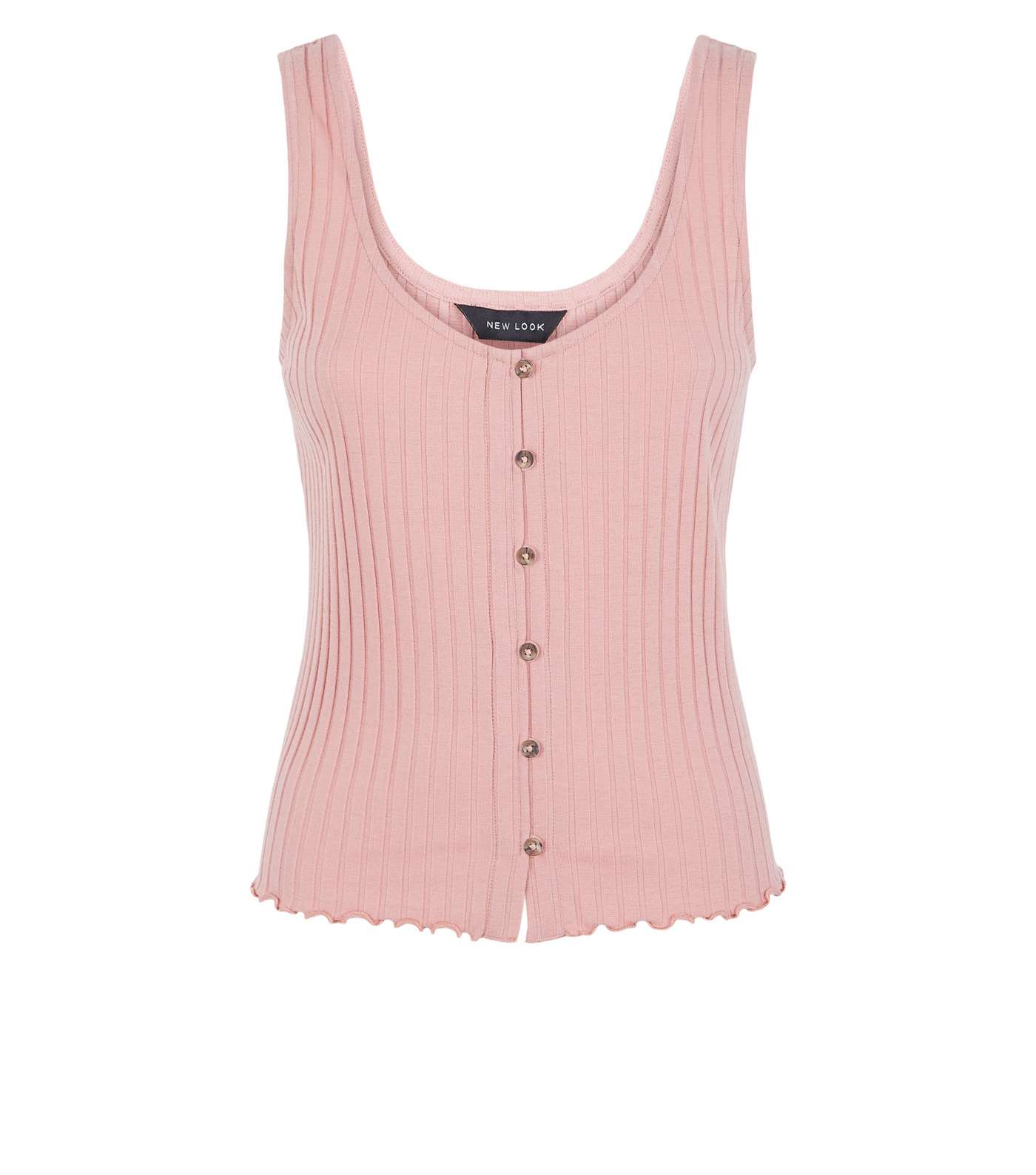 Mid Pink Ribbed Button Front Vest Image 4