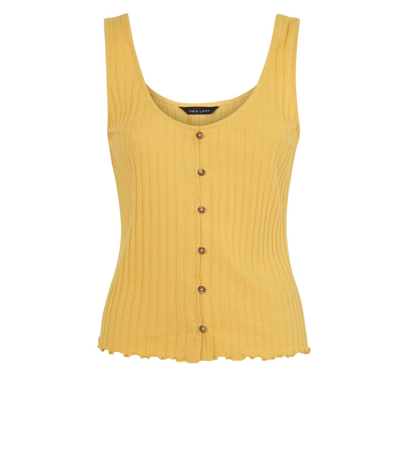 Pale Yellow Ribbed Button Front Vest Image 4