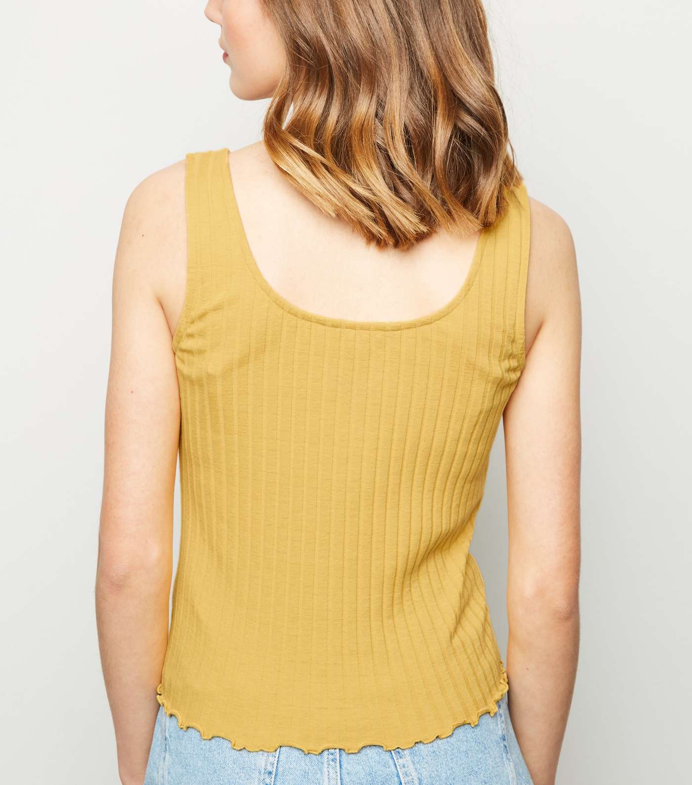 Pale Yellow Ribbed Button Front Vest Image 2