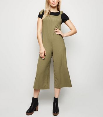khaki ribbed jumpsuit