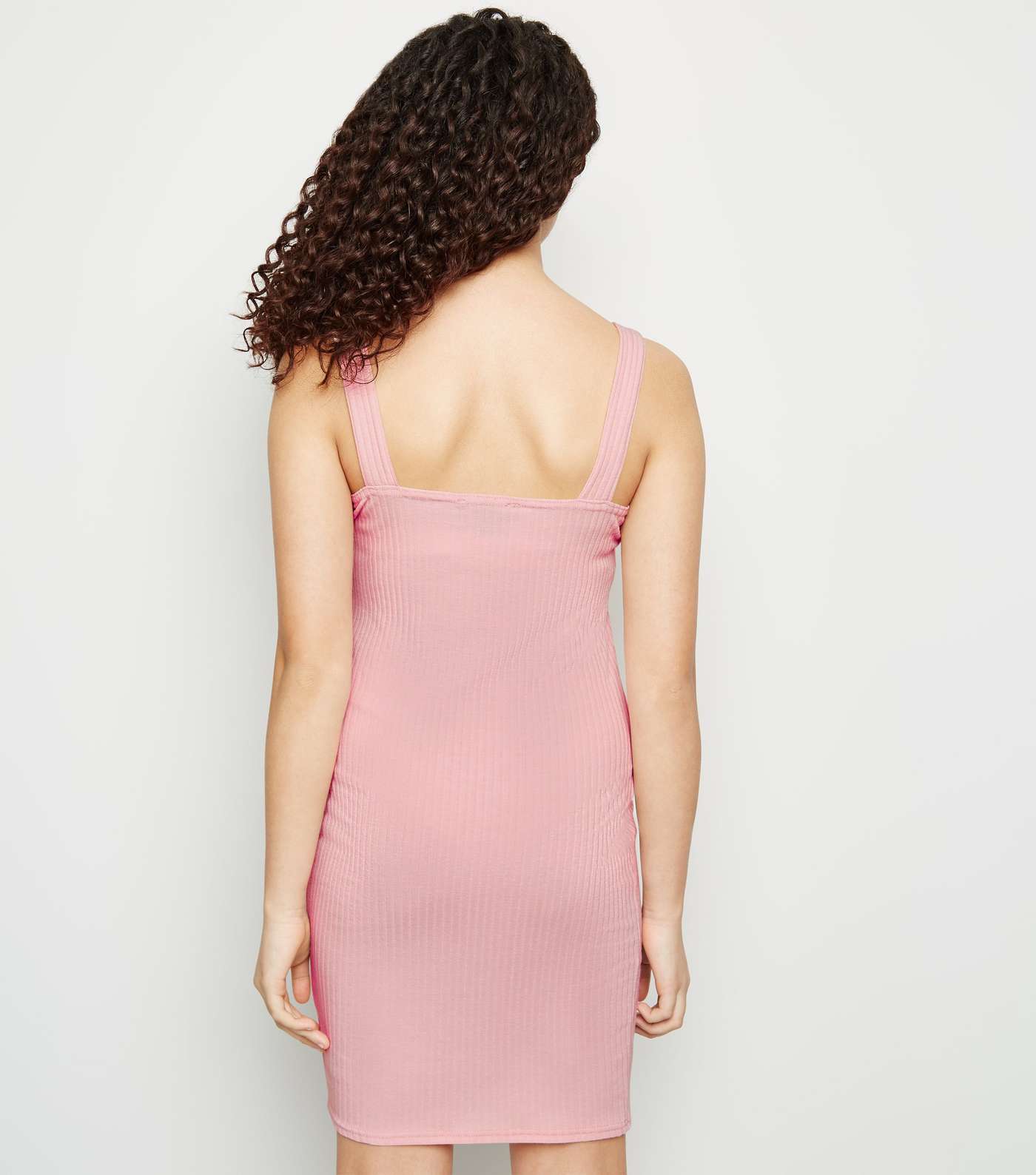 Girls Pale Pink Zip Front Bodycon Dress  Image 3