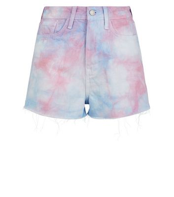 tie dye denim shorts