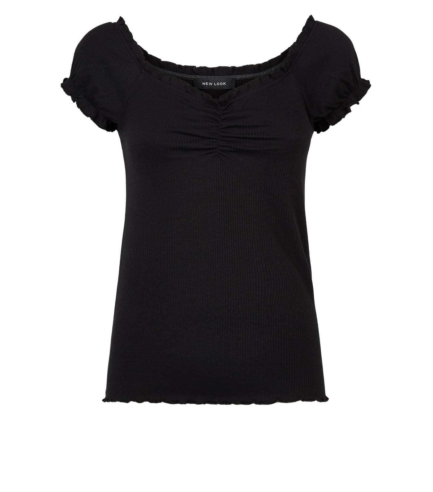 Black Frill Edge Ribbed T-Shirt Image 4