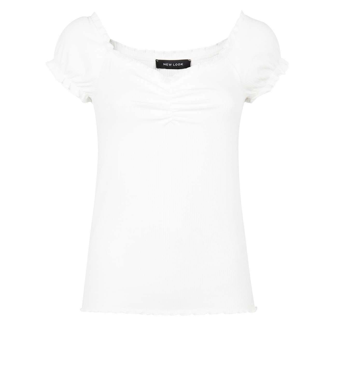 White Frill Edge Ribbed T-Shirt Image 4