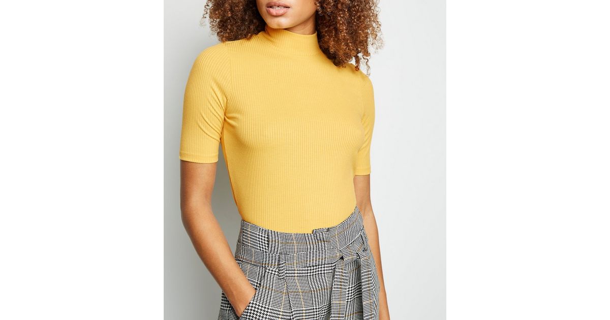 Mustard Ribbed Turtleneck Top New Look