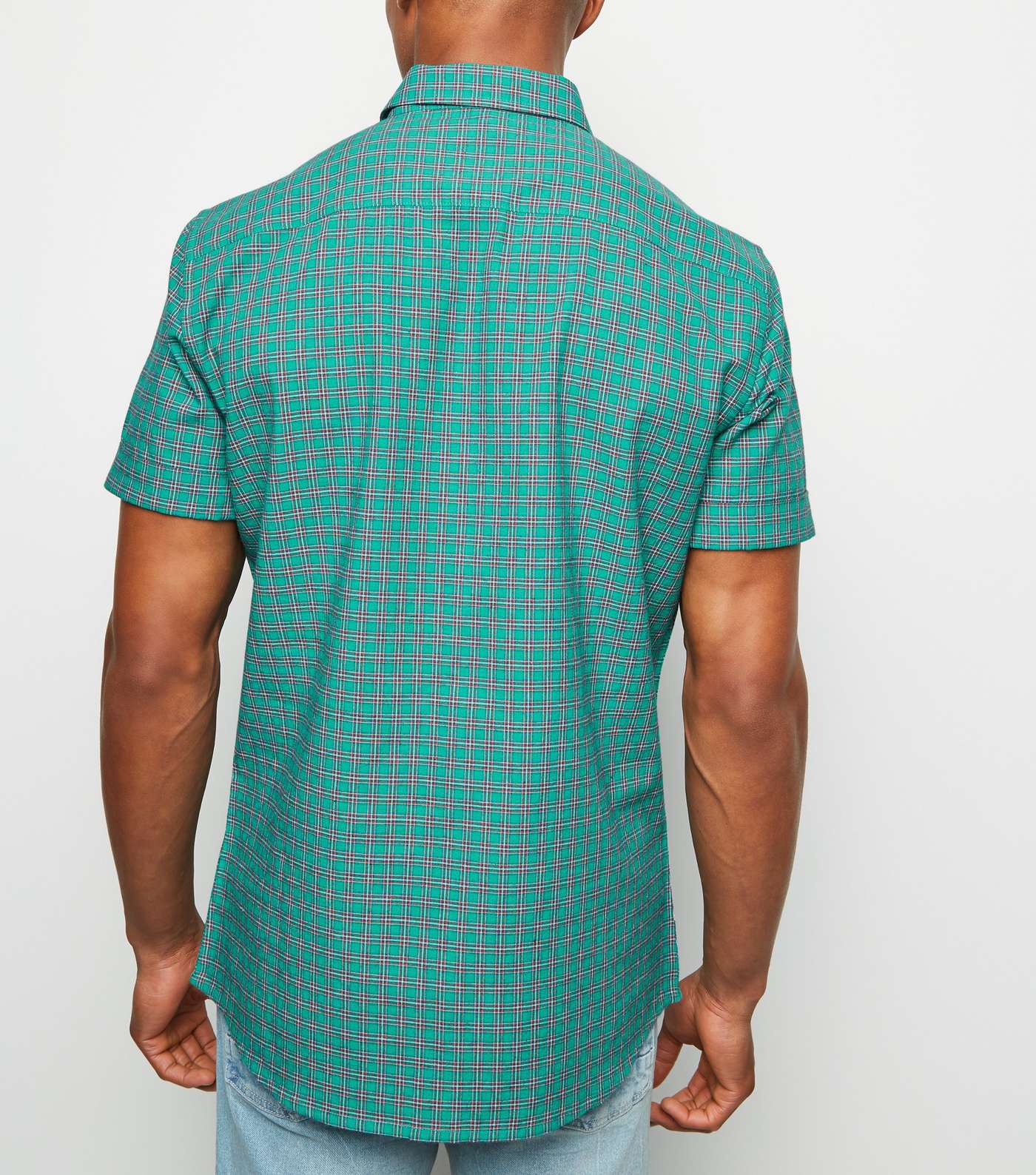 Green Check Print Short Sleeve Shirt Image 3