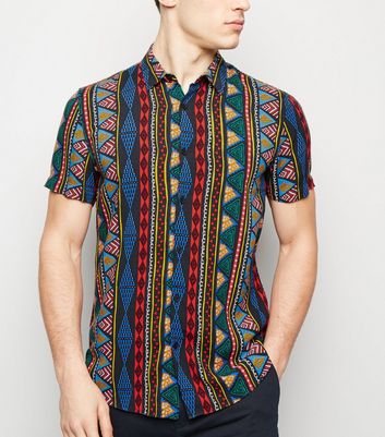 geometric print shirt mens