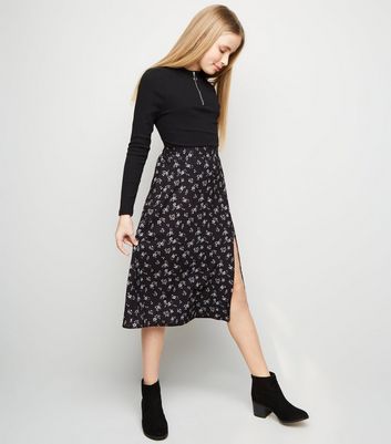 new look floral midi skirt