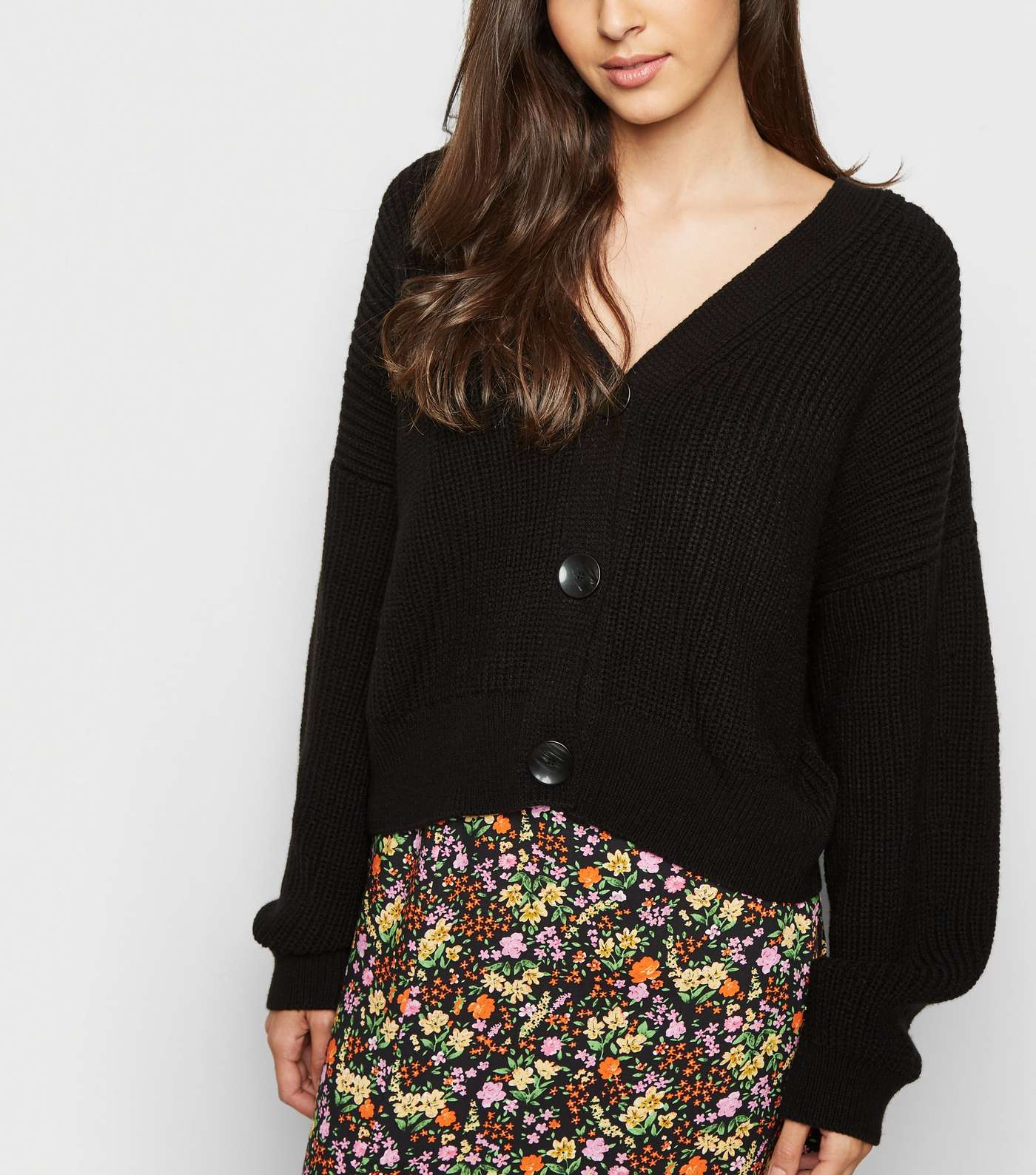 Black Button Front Cardigan
