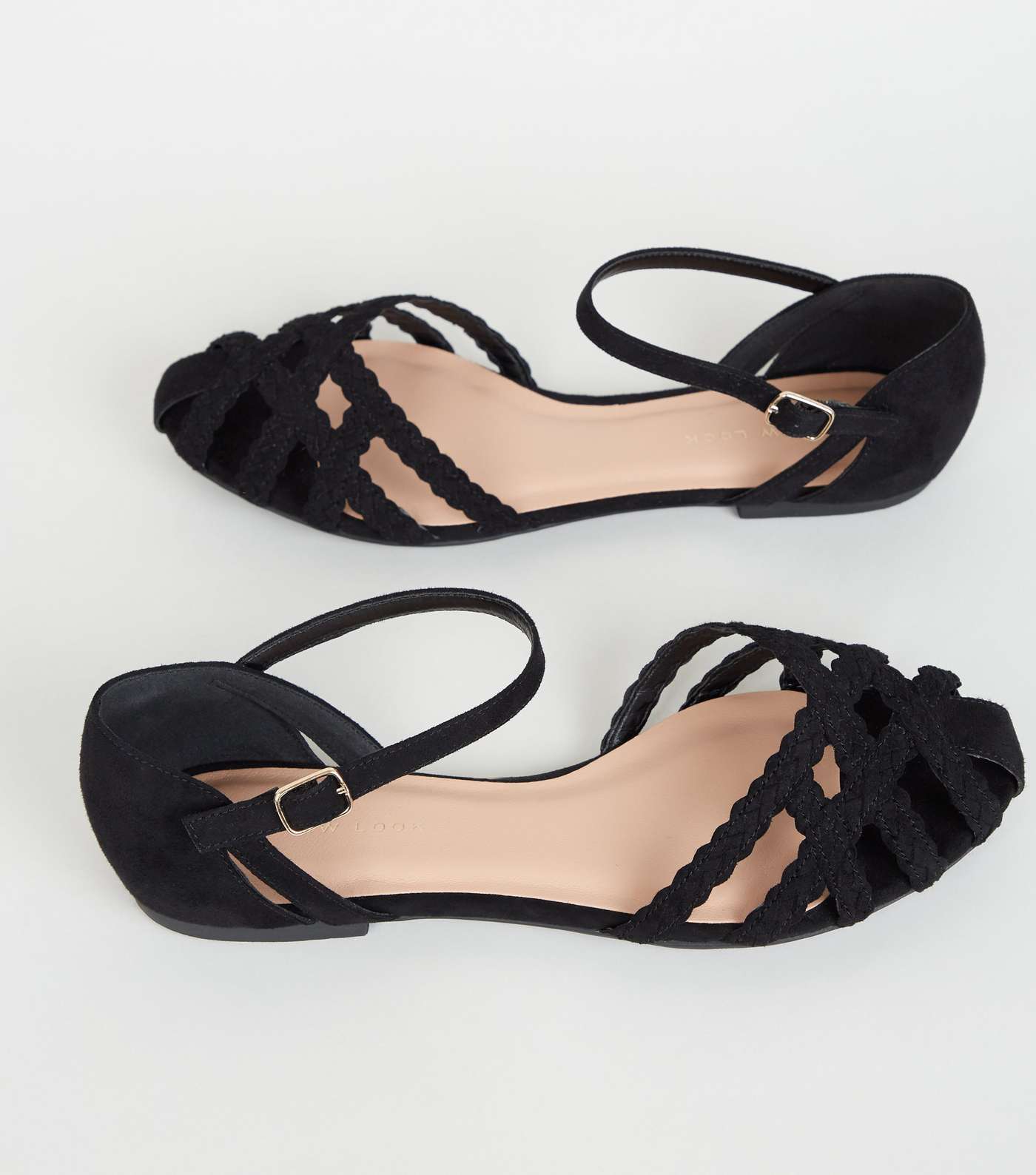 Wide Fit Black Suedette Caged Lattice Sandals Image 3