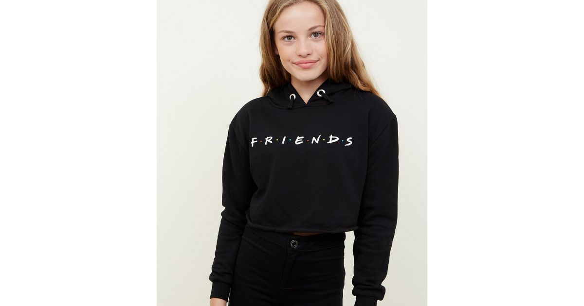 Girls Black Friends Logo Hoodie | New Look