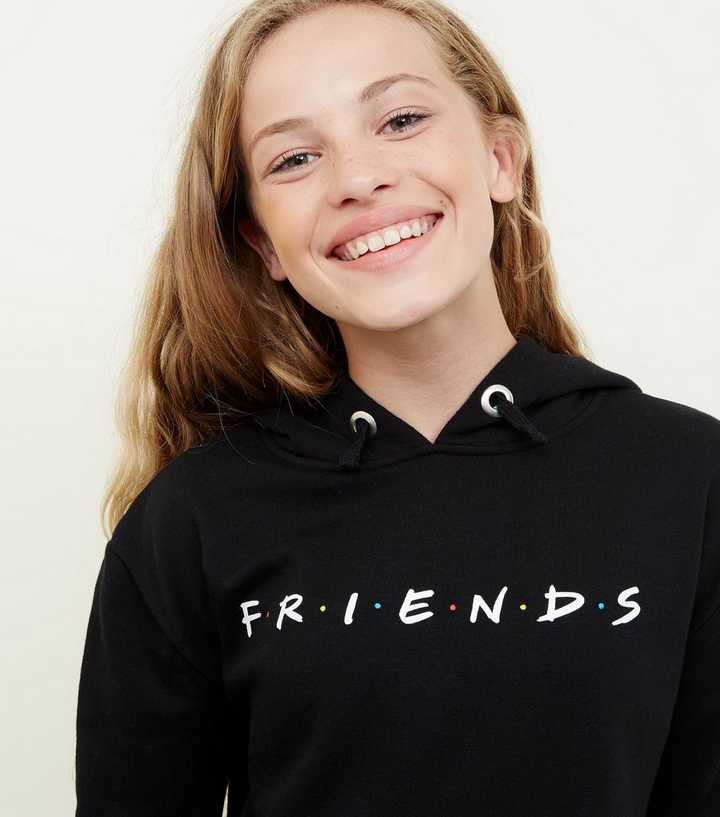 Girls Black Friends Logo Hoodie | New Look
