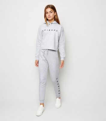 Girls Grey Friends Slogan Hoodie New Look