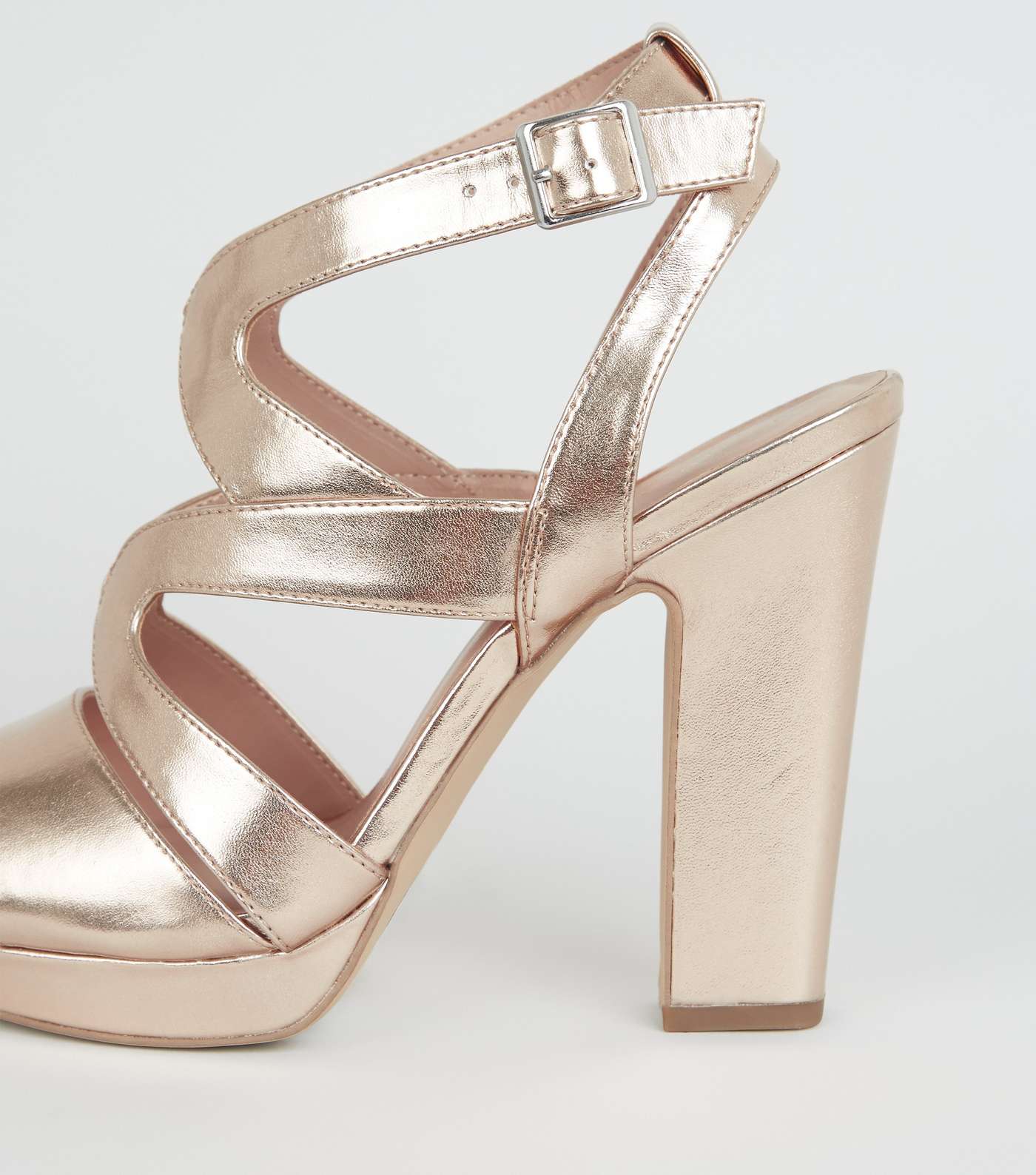 Rose Gold Block Heel Platform Sandals Image 3