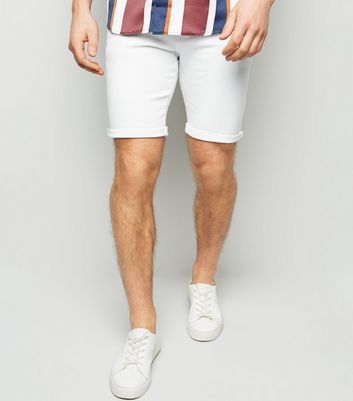 mens white denim shorts