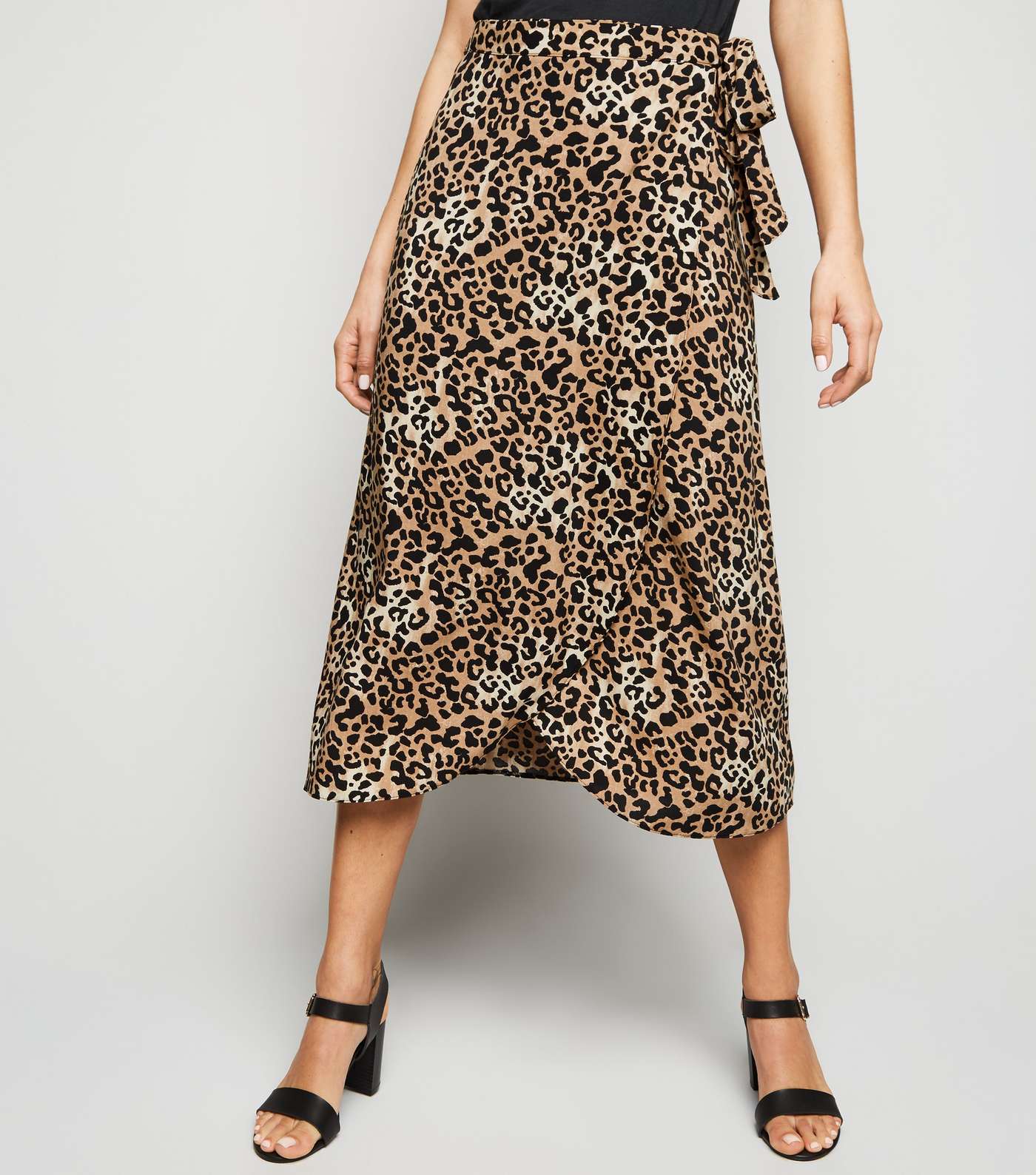 Brown Leopard Print Wrap Midi Skirt  Image 2
