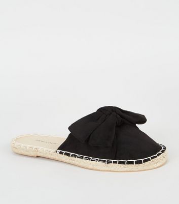 black espadrille mules
