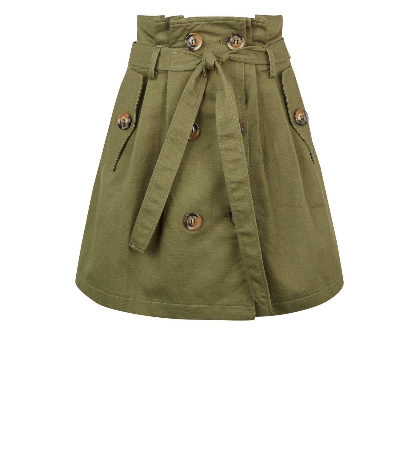 Pink Vanilla Olive Tie Waist Button Front Mini Skirt Image 4