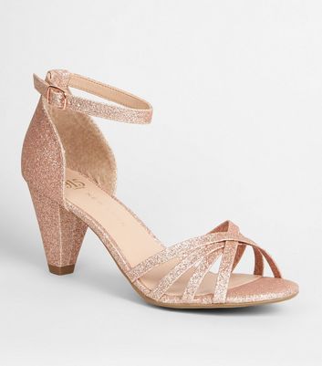 gold glitter strappy heels